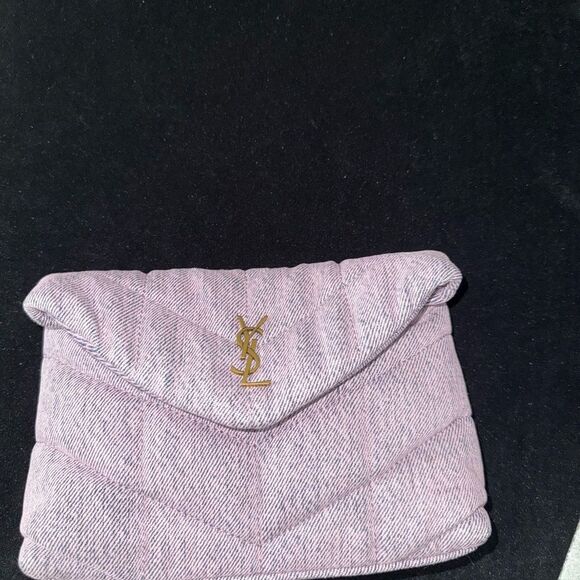 Brand new Yves Saint Laurent Pink Quilted Women's Clutch with card holder denim